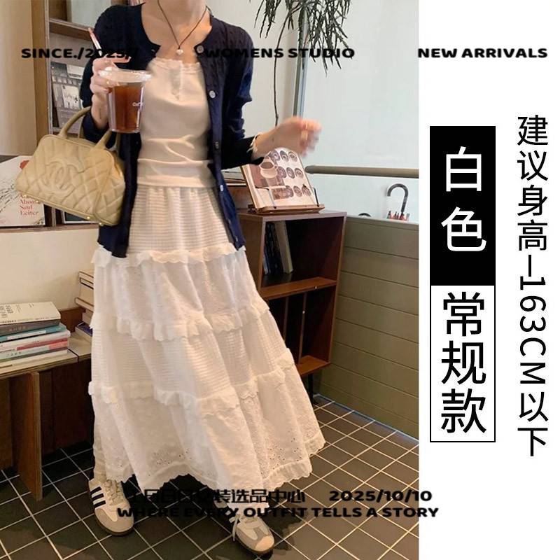 义乌市楠涛服饰白色蕾丝蛋糕裙女春款高腰字显瘦蓬蓬裙子中长款半
