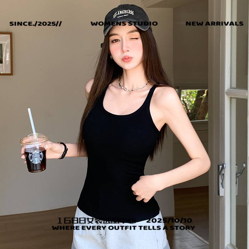 中山诺蒂喀女装吊带背心女夏季辣妹修身百搭领带胸垫内搭露背无袖