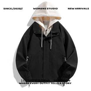 晋江市伯希熊羽绒服外套男款年春秋季宽松夹克初中学生青少年冲锋