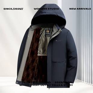 特别特羽绒服男士棉服中年爸爸冬装上衣加绒加厚连帽棉衣保暖父亲