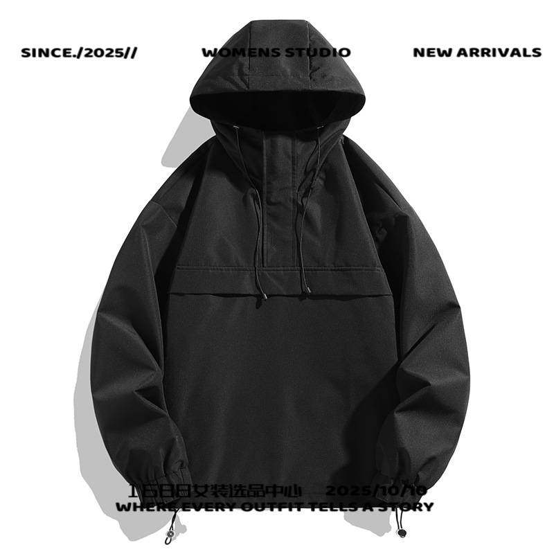 耀炜制衣年新款连帽夹克男机能风工装户外连帽套头半开领夹克,户外/登山/野营/旅行用品,冲锋衣,淘宝优惠券,粉丝福利购,淘宝优惠卷