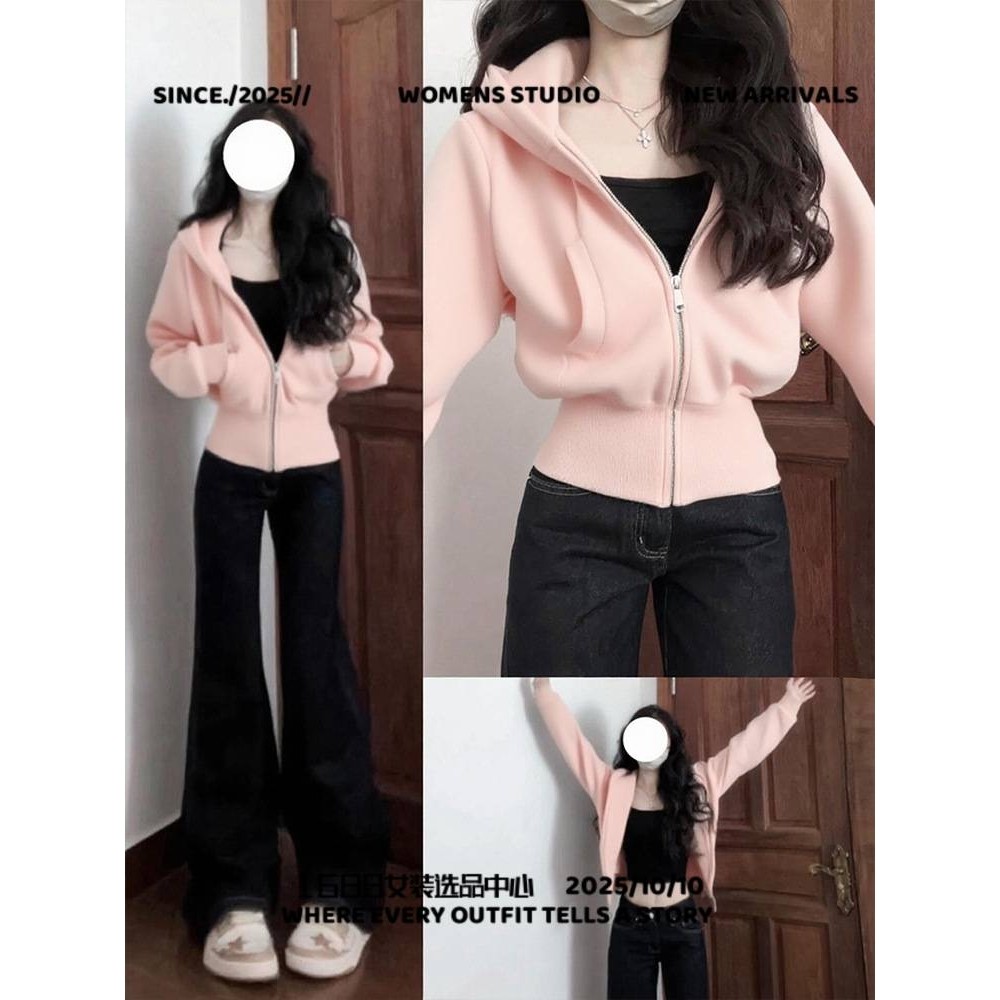 江苏特别特女士羽绒服秋冬季粉色女新款小个子连帽修身收腰短款加