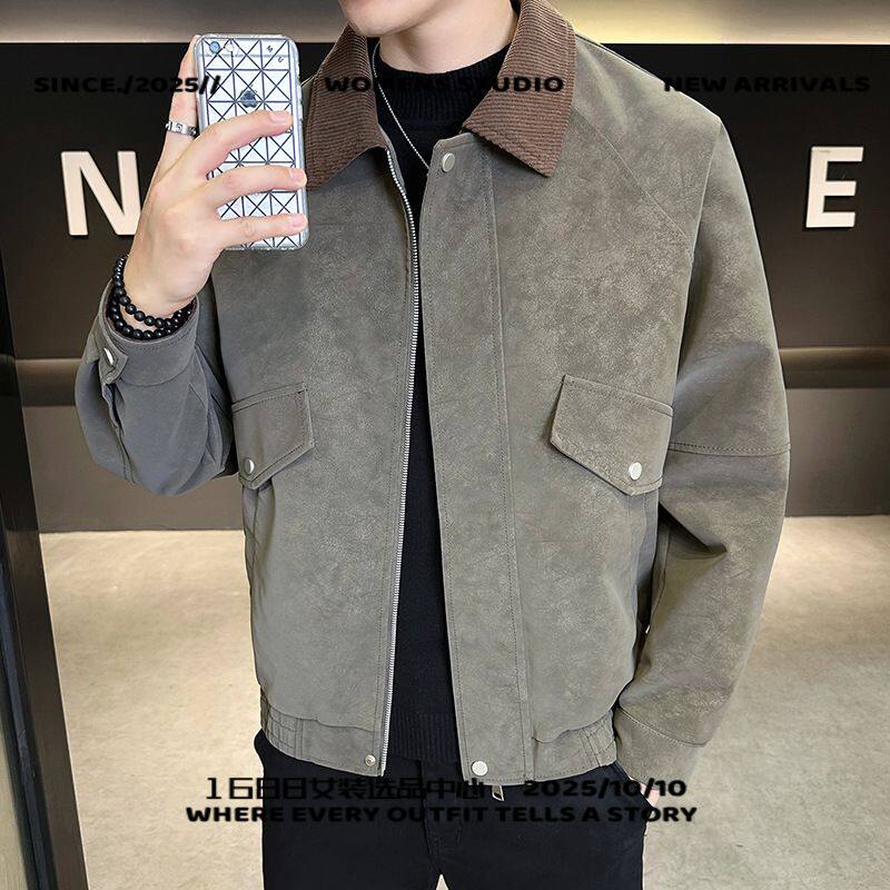 开乐服饰冲锋衣专供新款皮衣夹克男美式复古工装风硬朗松弛老钱风