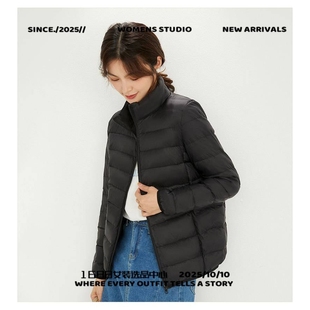 苏州东展羽绒女款日韩风绒服女连帽轻薄短款大码轻便洋气白鸭绒外