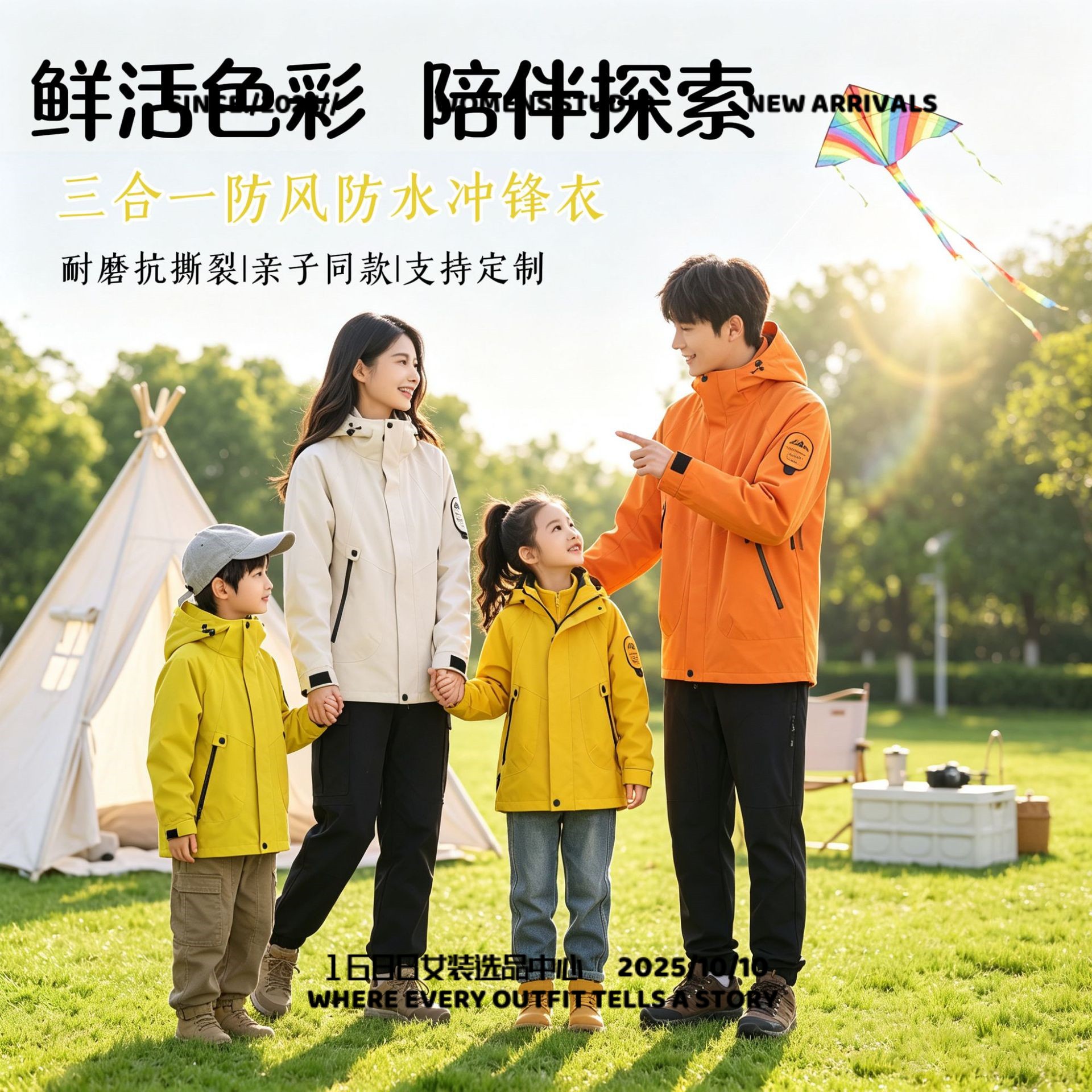 泉州卡多西冲锋衣亲子冲锋衣儿童款三合拆卸两件套防风防水旅游登