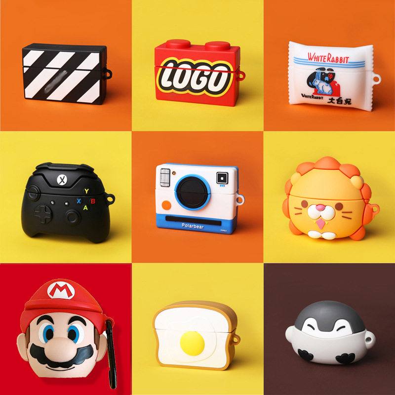 创意手柄马里奥AirPods Pro硅胶保护套软壳情侣苹果耳机适用2/3代