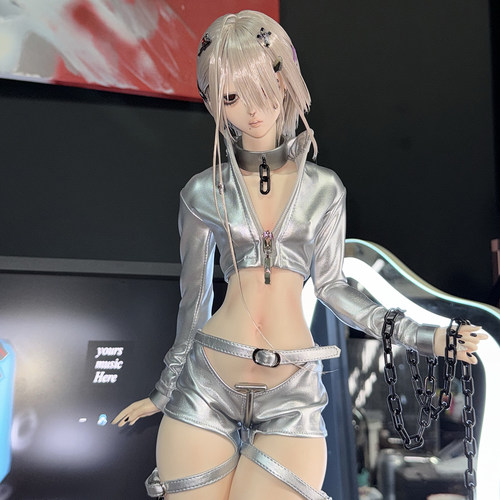 bjd弹力银色黑色pu皮套装