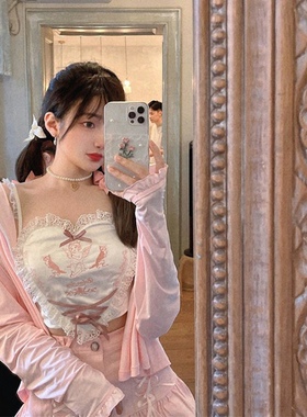 辣妹纯欲风蕾丝小吊带背心女夏内搭外穿ins可爱甜辣白色上衣短款