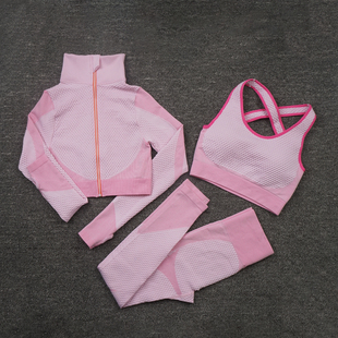 Set Gym Clothi Yoga Sportswear Women Seamless 3PCS Workout