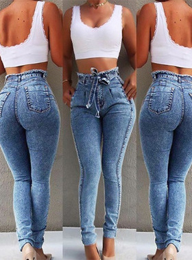 Highwaist Denim Pants For Women Jeans Trousers Blue Fashion