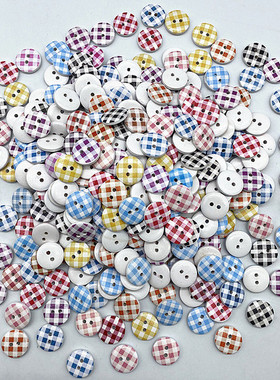 New15mm  Round Button Monogrammed Christmas Stripe Plaid But