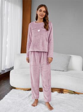 winter fleece warm pyjamas Pajamas set Nightwear Women 2pcs