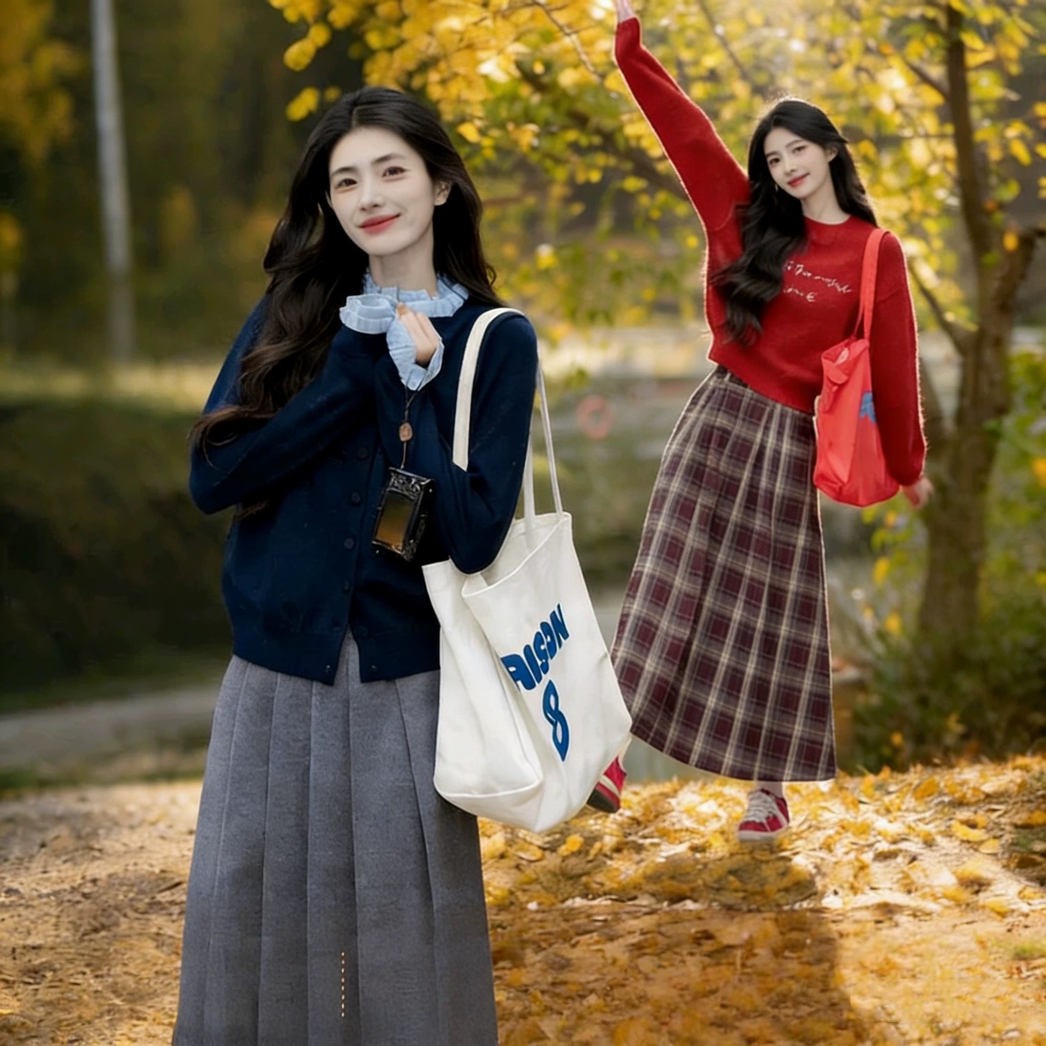 撤柜折扣小个子针织开衫外套女春季2026新款藏青色木耳边长袖