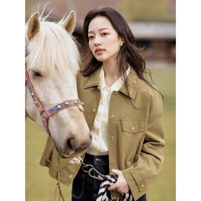 茵蔓轻户外外套女士2025年春季新款宽松小个子休闲薄款短夹克上衣