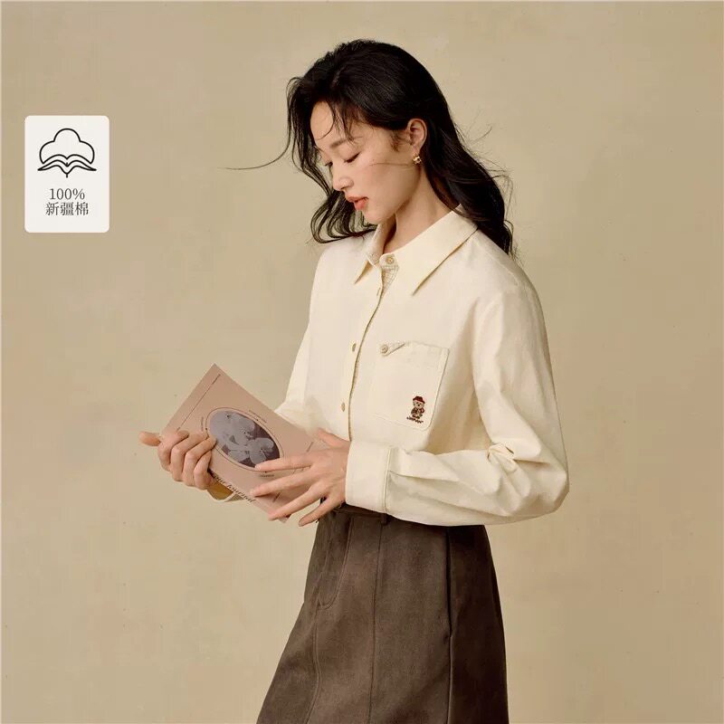 撤柜纯棉灯芯绒衬衫女长袖衬衣2026秋季新款女装气质百搭宽松上衣