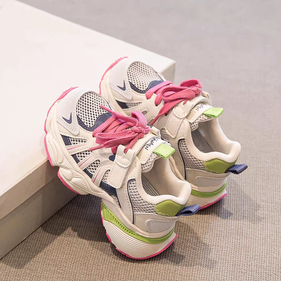 真皮儿童运动鞋春秋2025新款女童老爹鞋透气网面鞋子男童春款网鞋