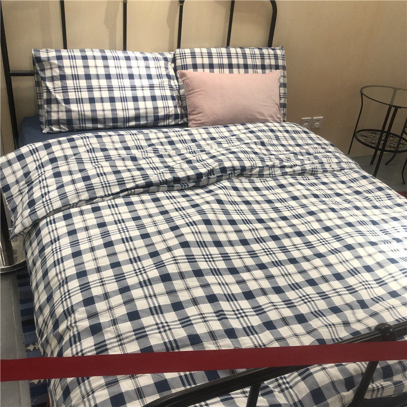 IKEA斯匹方格图案简约被套和枕套