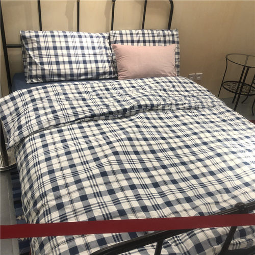 IKEA宜家 斯匹挖莫 被套和枕套蓝色条纹方格图案简约 - 封面