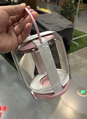 IKEA宜家 托福桑德 烛台灯蜡烛台粉色温馨装饰手提水晶玻璃烛台