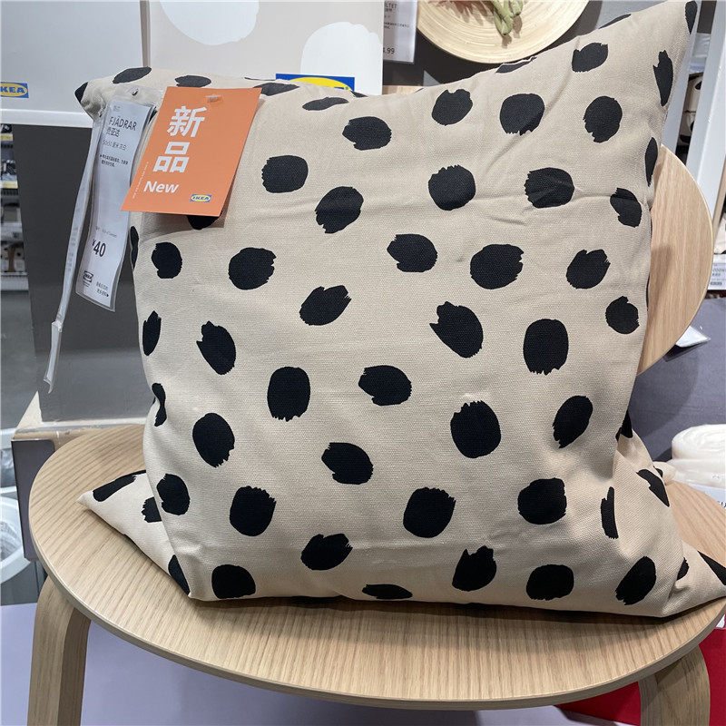 IKEA宜家 奥德尼 靠垫套沙发抱枕套灰色波点图案纯棉方形50x50CM