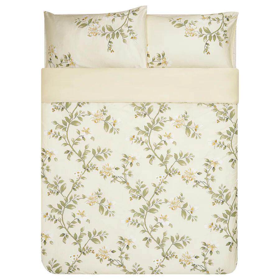 IKEA宜家 弗玛斯邦 被套和枕套简约纯棉材质花卉图案温馨床上被罩