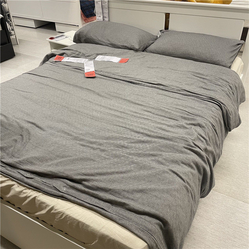 IKEA宜家 威斯库 被套和枕套纯棉轻微拉绒菱形图案单人双人被罩