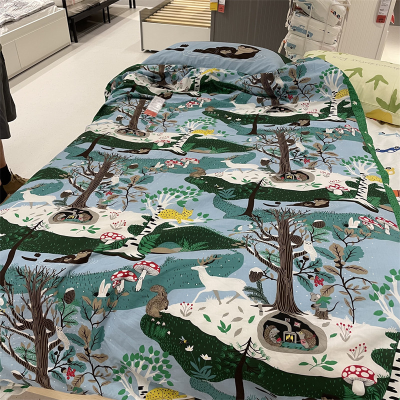 IKEA宜家混纺卡通动物植物图被套
