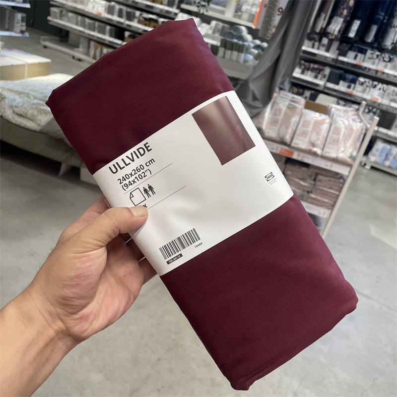 IKEA宜家 乌维达 床单单件被单棉加莱赛尔混纺材质简约纯色深红色