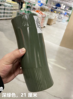 IKEA宜家田园手工制作深绿色花瓶