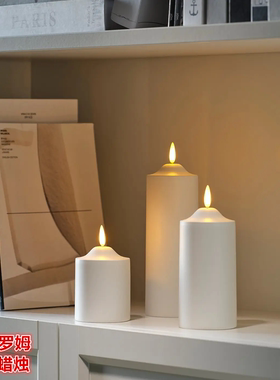 IKEA宜家 斯莫罗姆 LED柱形蜡烛灯节日温馨氛围装饰装扮蜡烛白色
