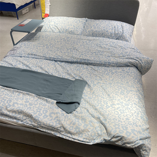IKEA宜家 辛巴鲁玛 被套和枕套聚酯纤维材质白色/蓝色图案被罩