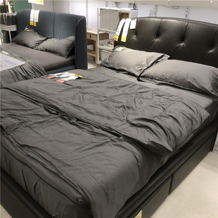 IKEA宜家  鲁克特亚斯敏  被套和枕套纯色简约柔滑贴身深灰色被套