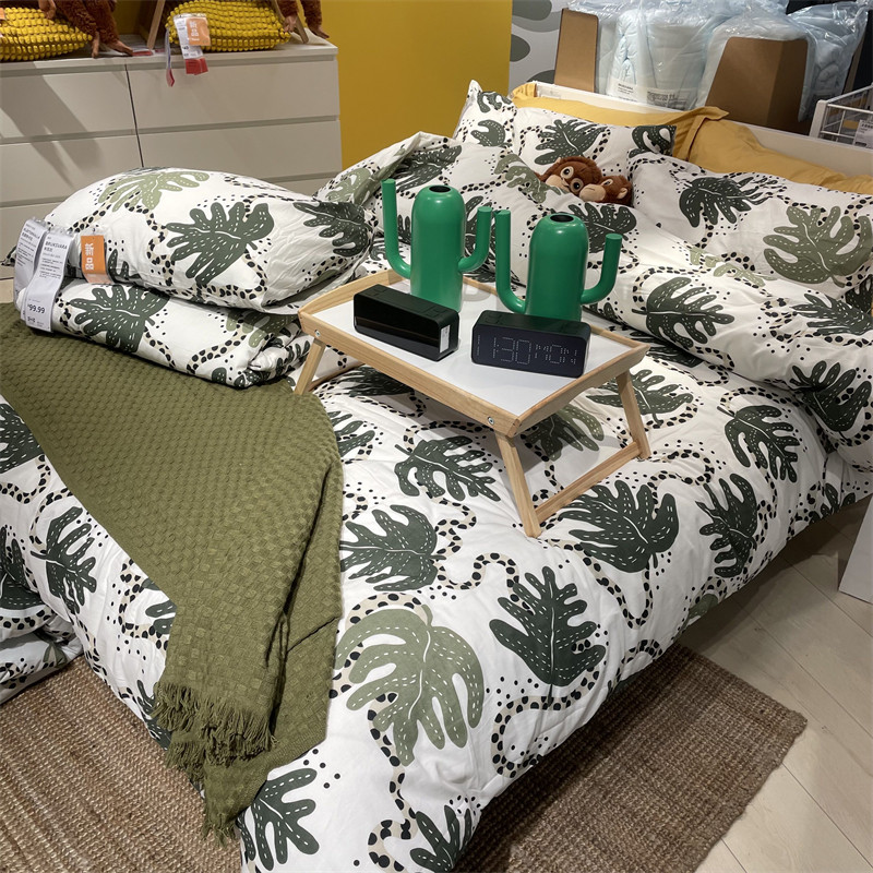 IKEA宜家全棉绿色树叶图案被套
