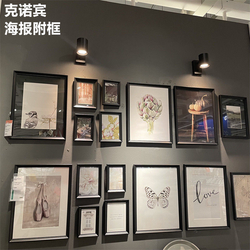 IKEA宜家 克诺宾 海报附框墙壁装饰画框相框带图片乡村生活背景墙