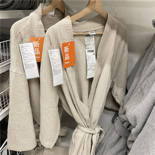 IKEA宜家 贝耶文 浴衣浴袍男女情侣睡袍居家休闲吸水速干米黄色