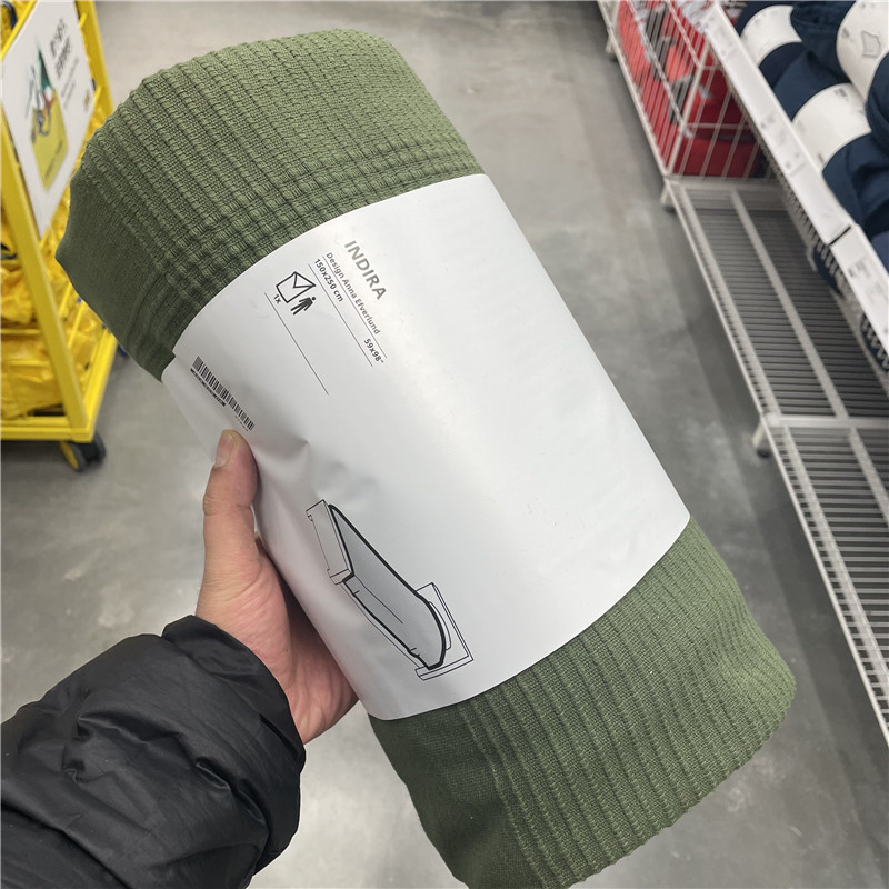 IKEA床罩宜家英迪拉沙发毯绿色