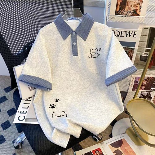 男女童夏季插肩袖POLO衫儿童短袖翻领撞色宽松纯棉T恤中大童上衣