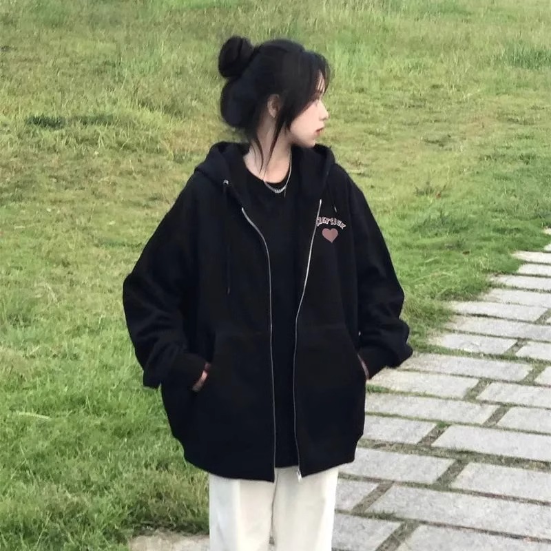 女童加绒秋冬款连帽拉链卫衣外套