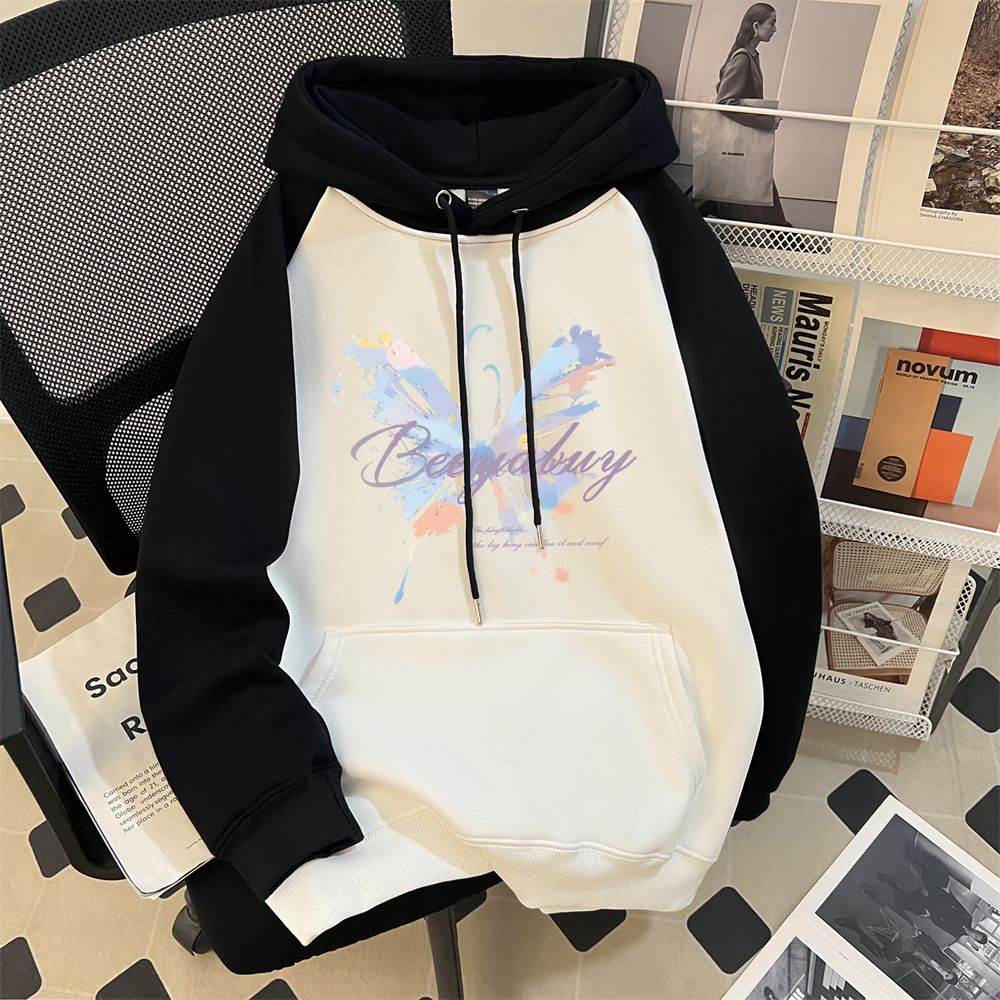 女童美式复古连帽卫衣2025新款秋冬宽松慵懒风爆款插肩袖外套上衣