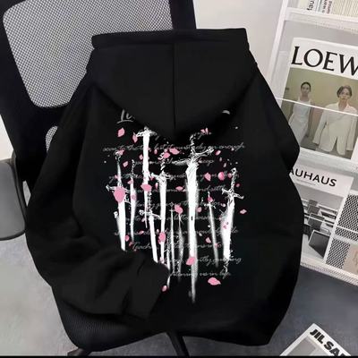 男童美式高街潮牌印花连帽卫衣中大童秋冬新款痞帅风宽松加绒外套