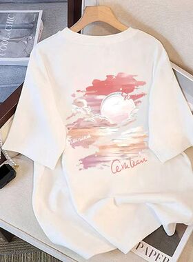 多巴胺纯棉短袖白色T恤女童夏季2026新款爆款宽松洋气半袖上衣潮