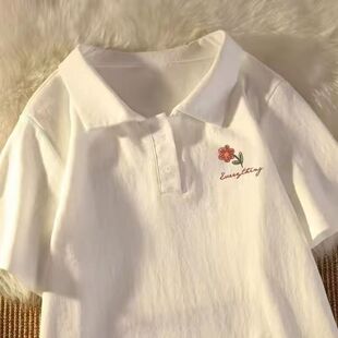 女童polo衫短袖T恤纯棉2026夏季新款儿童学院风宽松小众显瘦上衣