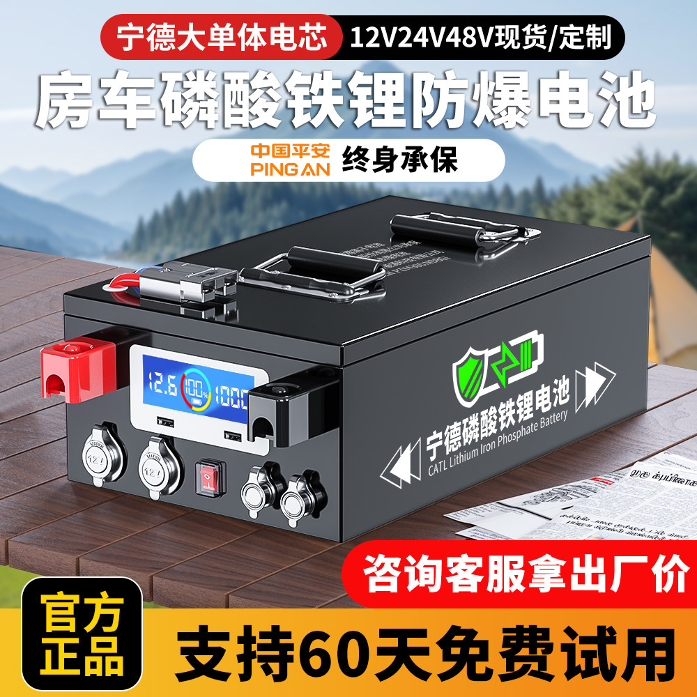 【人民保险】宁德房车专用大容量磷酸铁锂电池12v24v48伏单体电芯