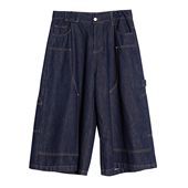 ASSEEN尔幸 男女同款 牛仔七分裤 水洗原牛伐木短裤