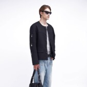 ASSEEN尔幸 羊毛混纺 不锈钢吊坠无惧水洗 吊坠装 饰垫肩短夹克