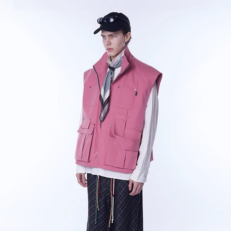 ASSEEN 玫粉色超宽廓形感工装马甲 穿搭利器 男女同款,男装,常规马甲,淘宝优惠券,粉丝福利购,淘宝优惠卷