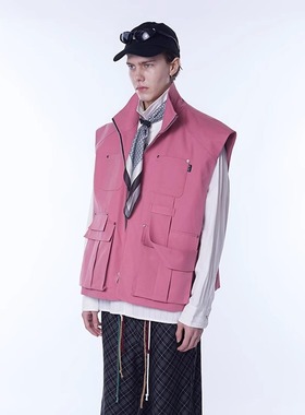 ASSEEN 玫粉色超宽廓形感工装马甲 穿搭利器 男女同款