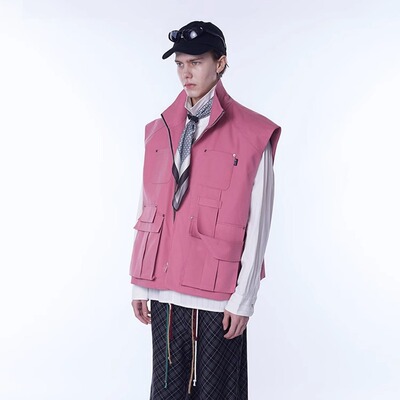 ASSEEN 玫粉色超宽廓形感工装马甲 穿搭利器 男女同款