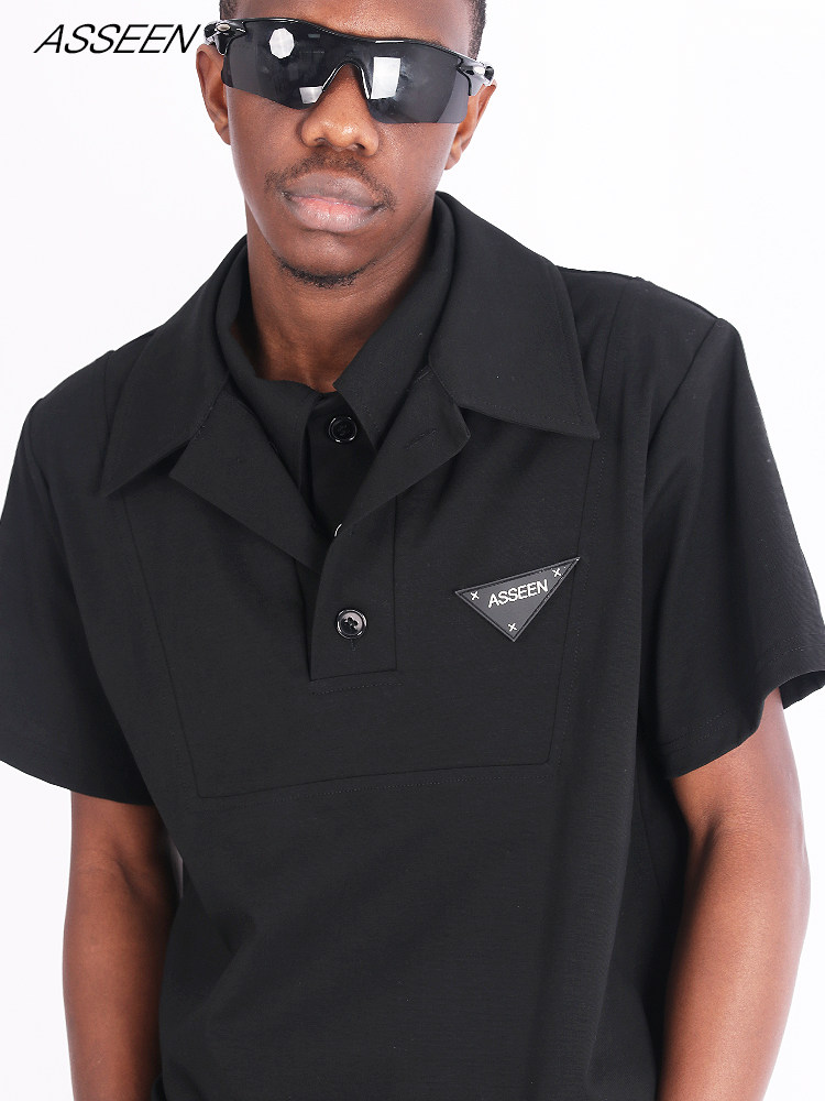 ASSEEN短袖双层领polo直角肩
