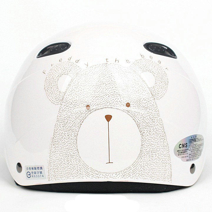 台湾EVO白手绘熊半盔夏盔男女防紫外线四季摩托电动车头盔安全帽